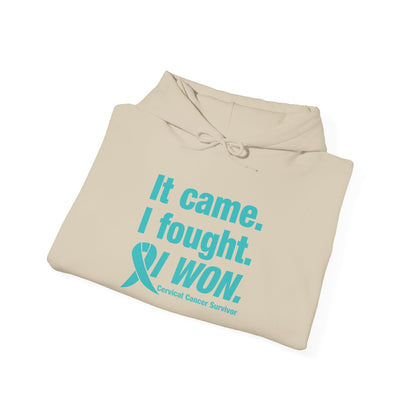 It Came I Fought I Won Cervical Cancer Awareness Adult Heavy Blend™ Hoodie