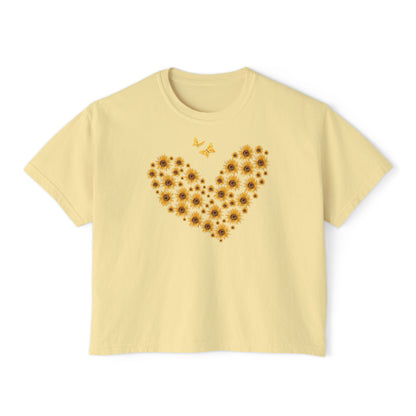 Sunflower Heart & Butterflies Women's Boxy Tee