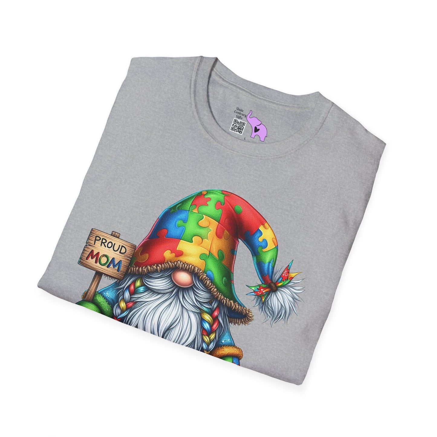 Proud Mom (Autism Awarness Gnome) Adult T-shirt