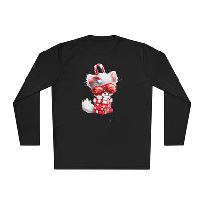 Candy Cane Kitten Adult Long Sleeve Tee