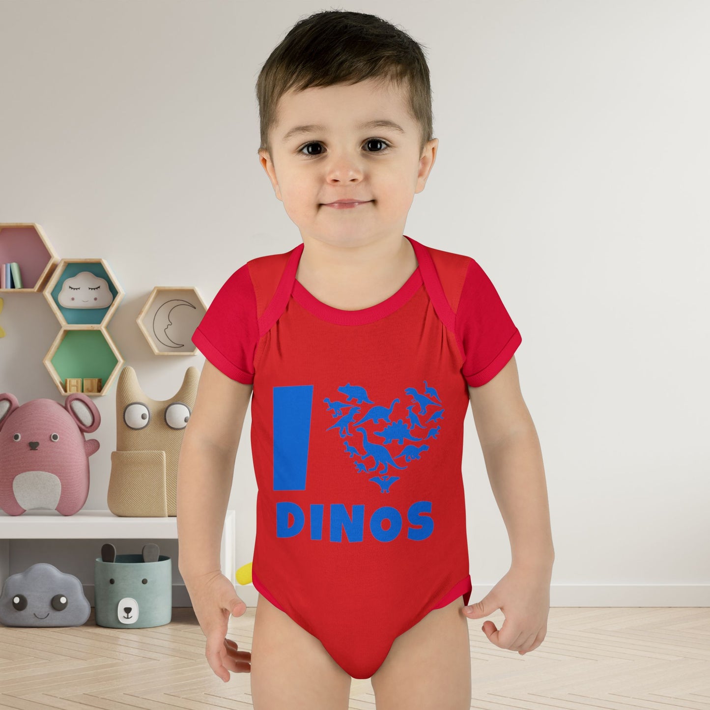 I Love Dinos (Dino Heart) Infant Baby Rib Bodysuit