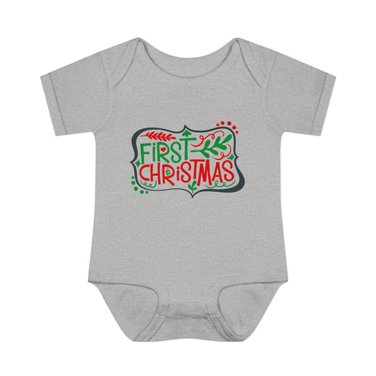 My First Christmas Infant Baby Rib Bodysuit