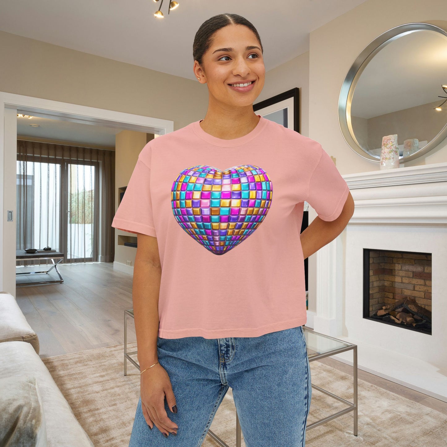 Heart in Blocks Women's Boxy Tee