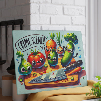 Kitchen Crime Scene Glass Cutting Board