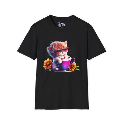Cool Sunflower Kitten 3 Adult T-shirt