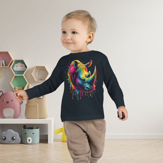 Colorful Rhino Toddler Long Sleeve Tee