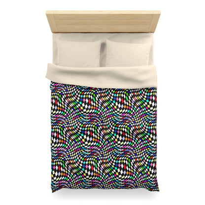 Warped Colorful Checkered Microfiber Duvet Cover