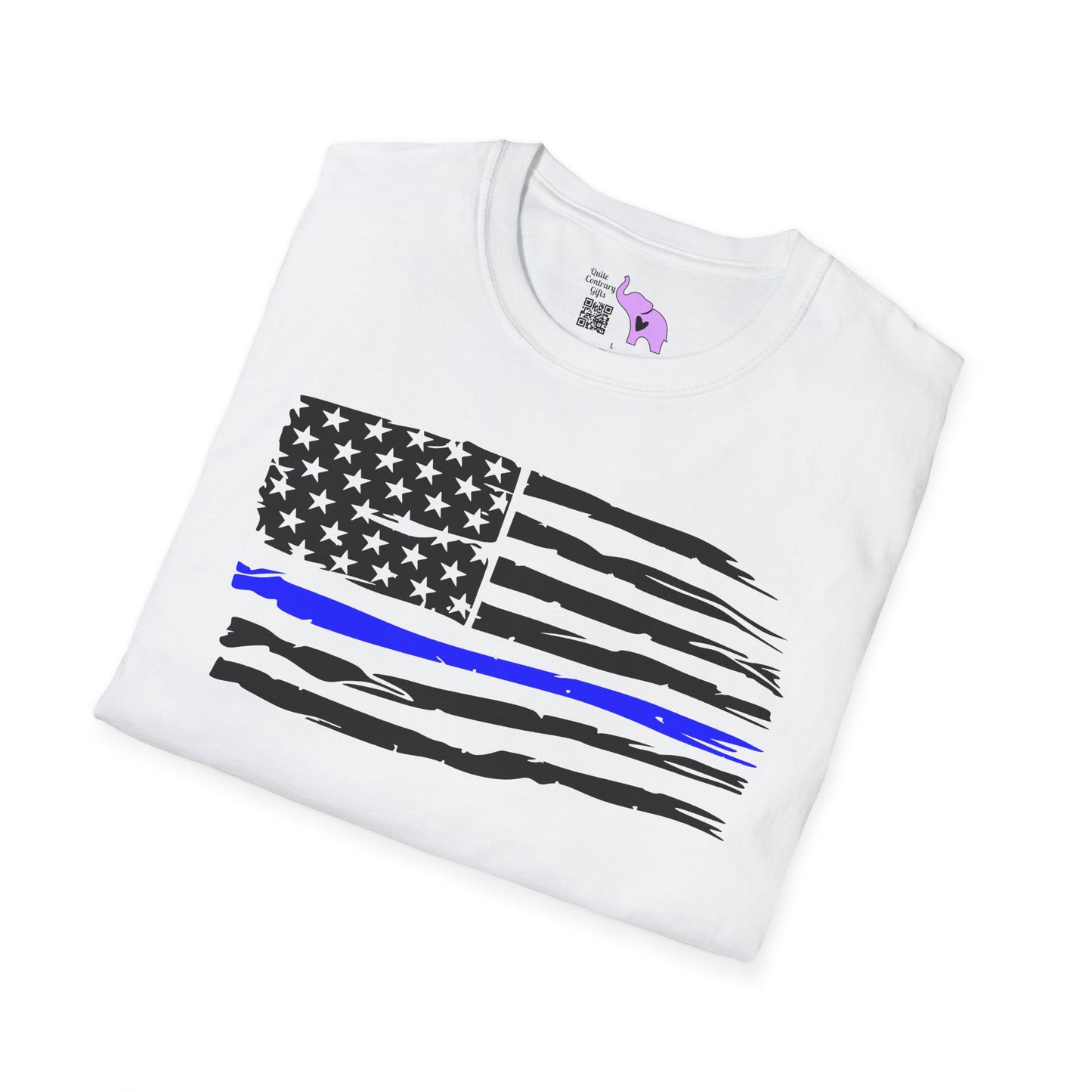 Thin Blue Line American Flag Adult T-shirt