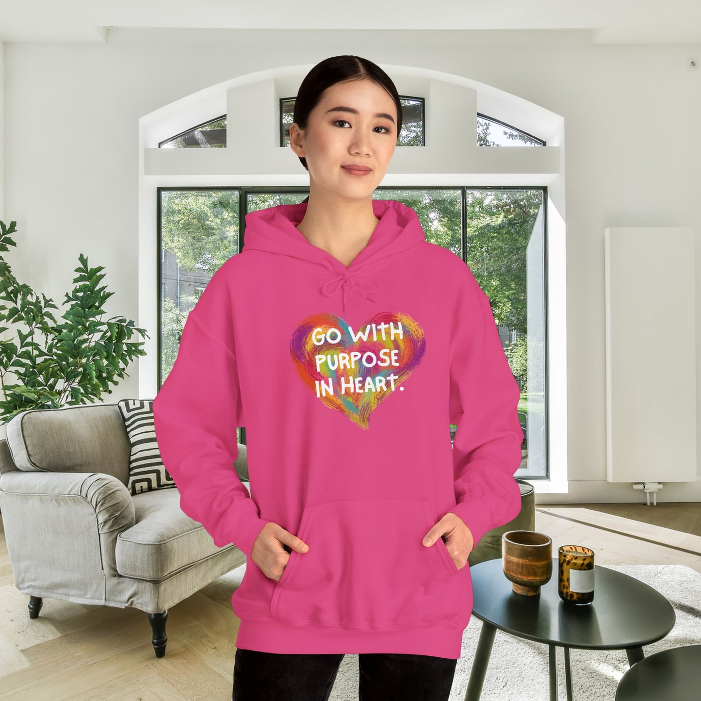 Go With Purpose In Heart Heavy Blend™ Hooded Sweatshirt