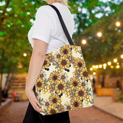Honeycombs & Sunflowers Canvas Tote Bag
