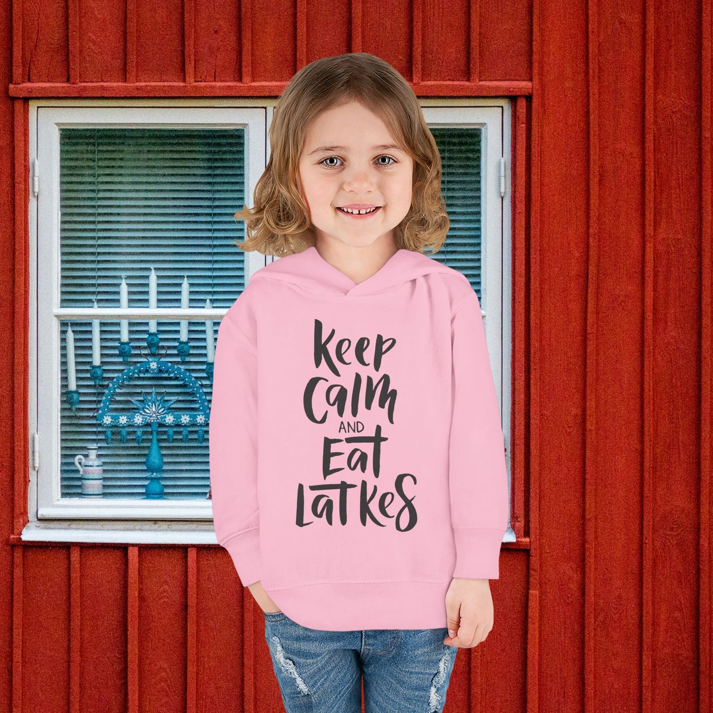 Keep Calm & Eat Latkes Toddler Pullover Fleece Hoodie