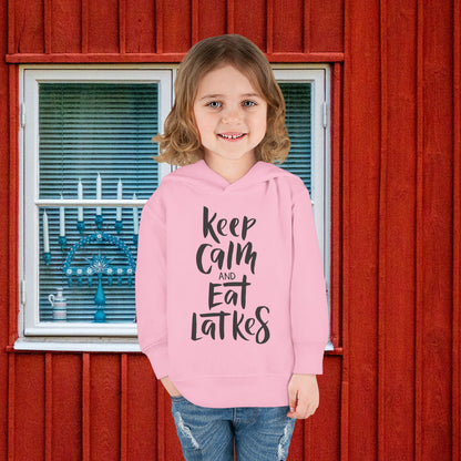 Keep Calm & Eat Latkes Toddler Pullover Fleece Hoodie