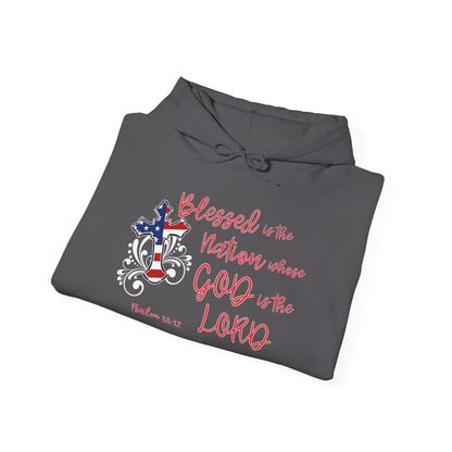 Blessed Is The Nation Whose God Is The Lord Heavy Blend™ Hooded Sweatshirt