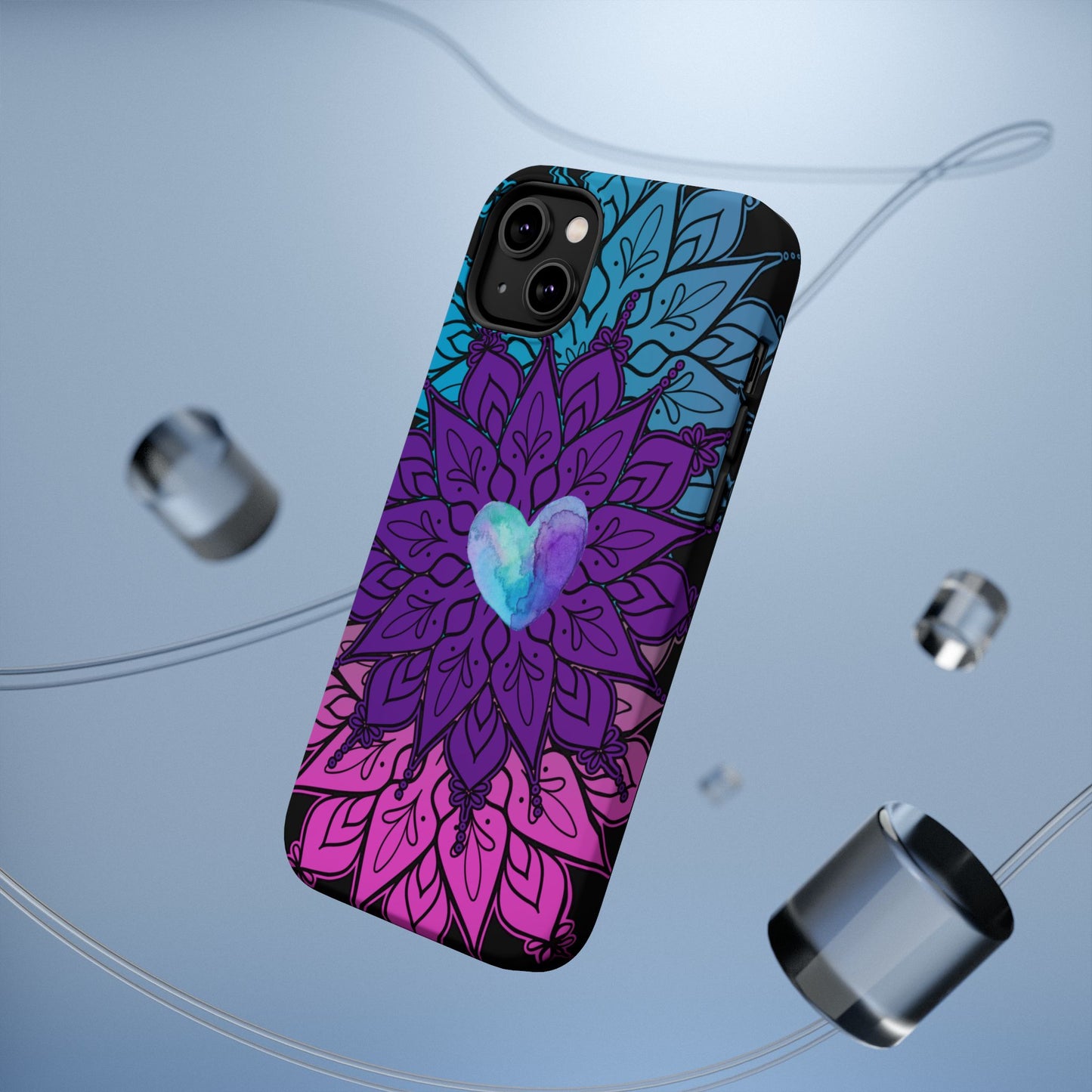 Colorful Mandala w/Heart MagSafe® Compatible Tough Case for iPhone