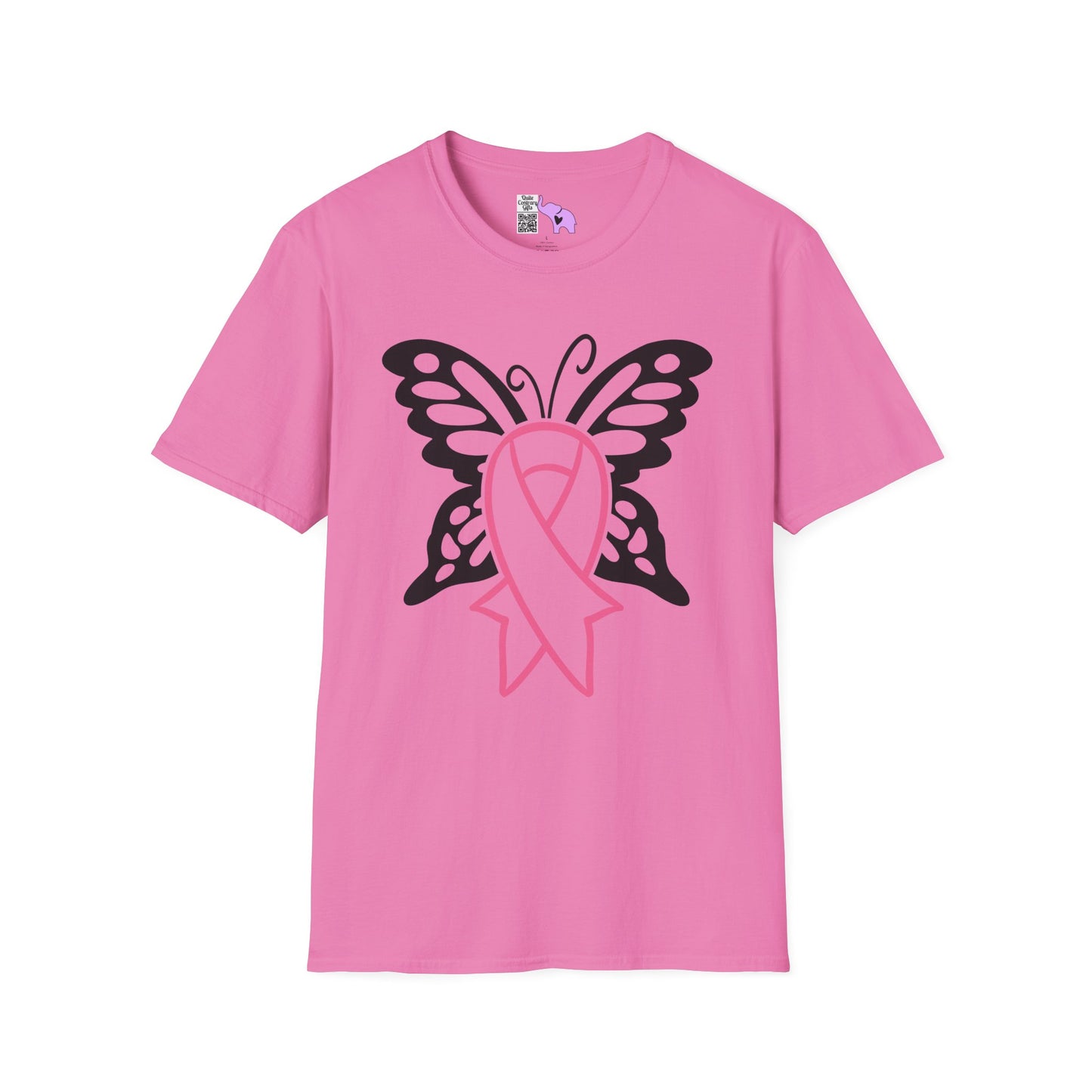 Butterfly Pink Support Ribbon Adult T-shirt