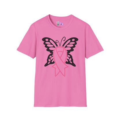 Butterfly Pink Support Ribbon Adult T-shirt