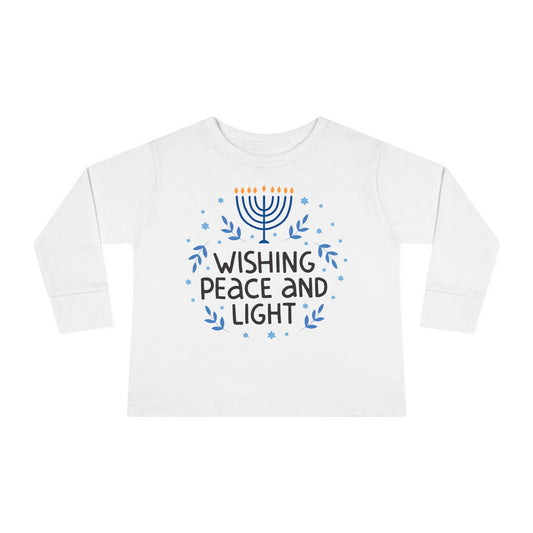 Hanukkah Wishing Peace & Light Toddler Long Sleeve Tee