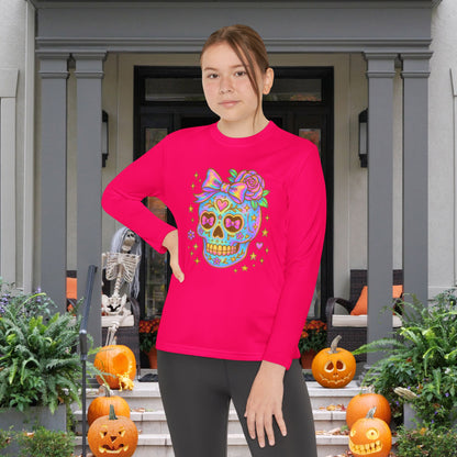 Neon Sugar Skull Youth Long Sleeve Tee