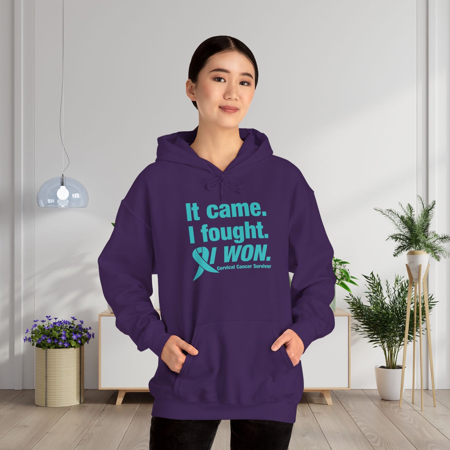 It Came I Fought I Won Cervical Cancer Awareness Adult Heavy Blend™ Hoodie