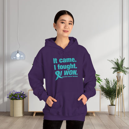 It Came I Fought I Won Cervical Cancer Awareness Adult Heavy Blend™ Hoodie