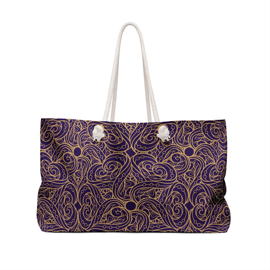 Golden Amethyst Radiance Mandala Weekender Bag