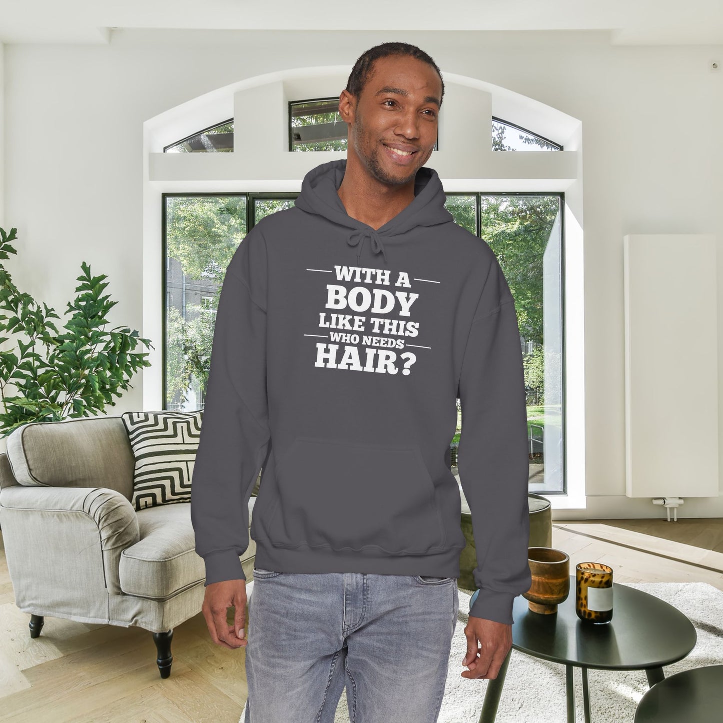 With A Body Like This Who Needs Hair? Adult Heavy Blend™ Hoodie