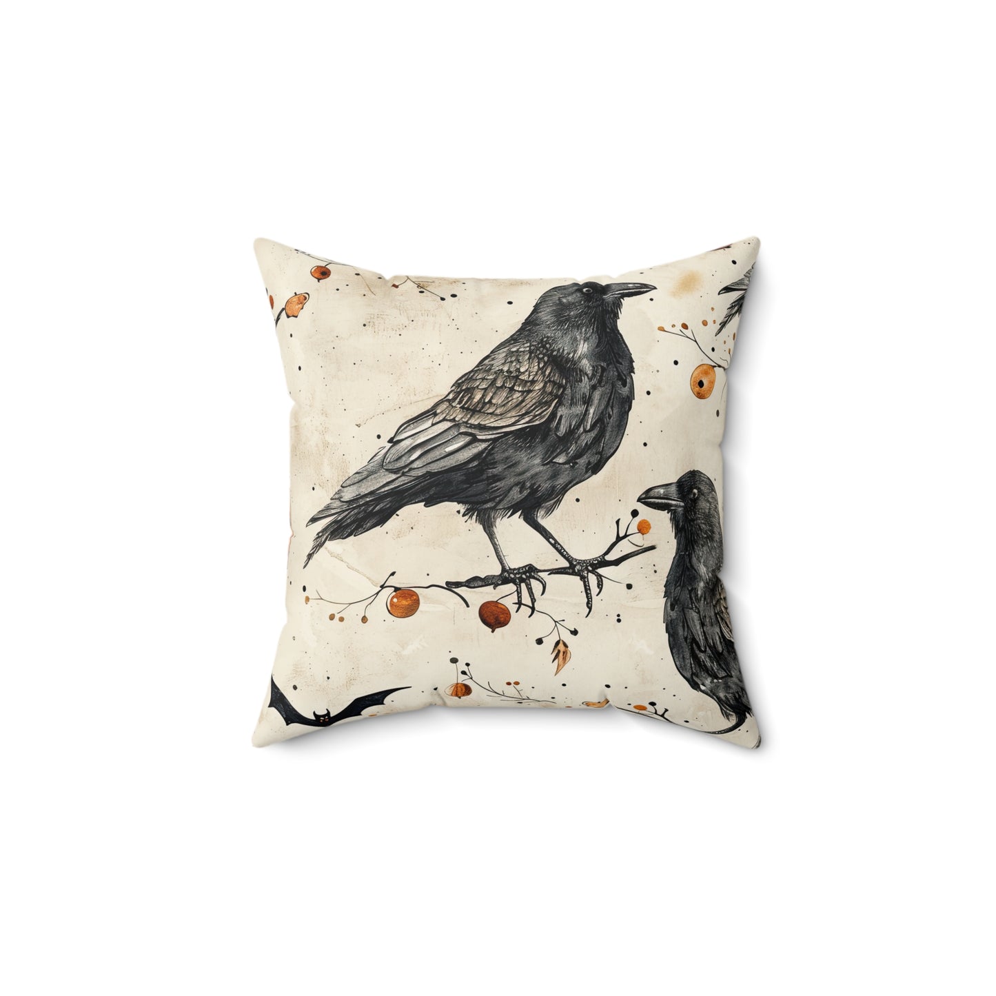 Crow & Gourd Throw Pillow