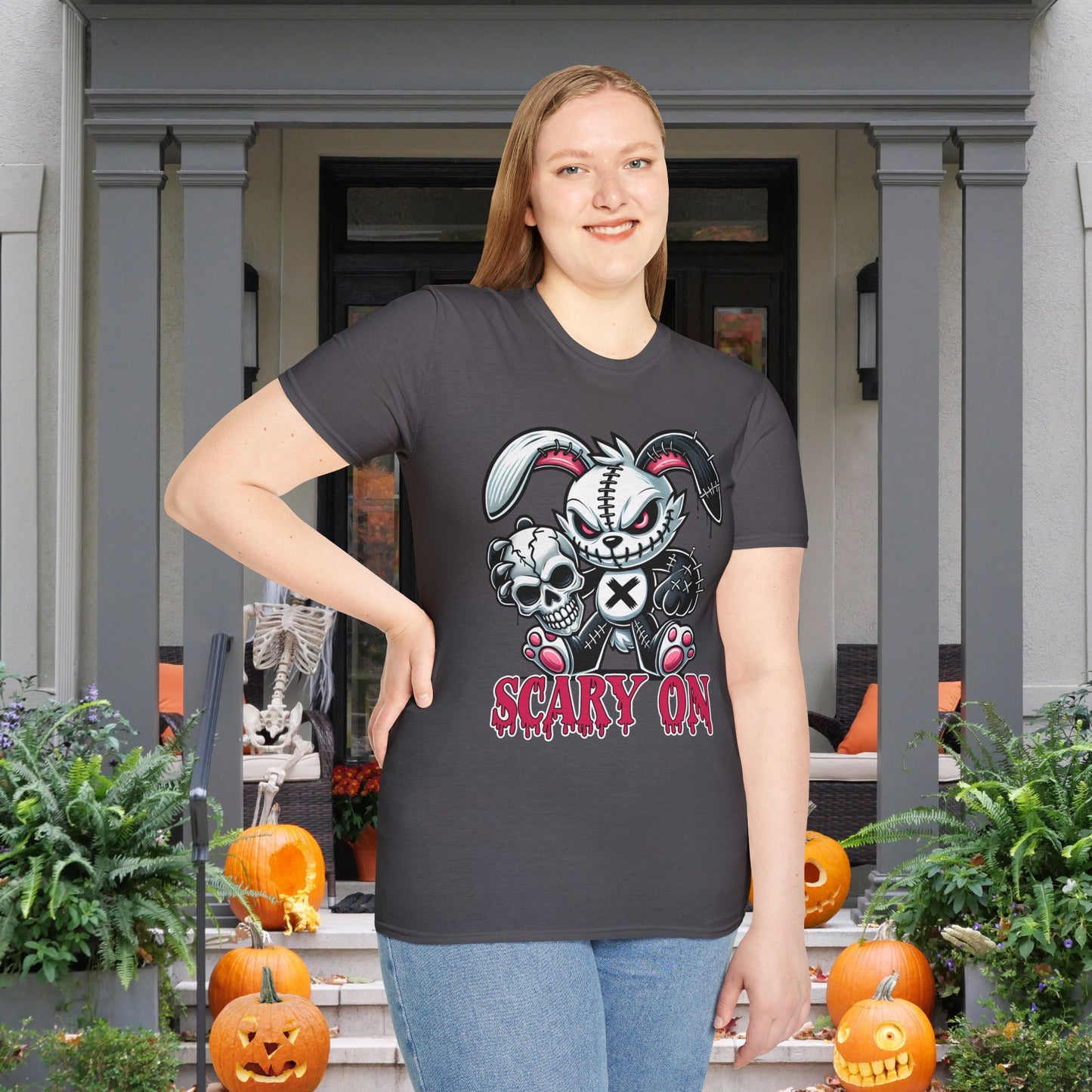 Scary On Voodoo Bunny Adult T-shirt
