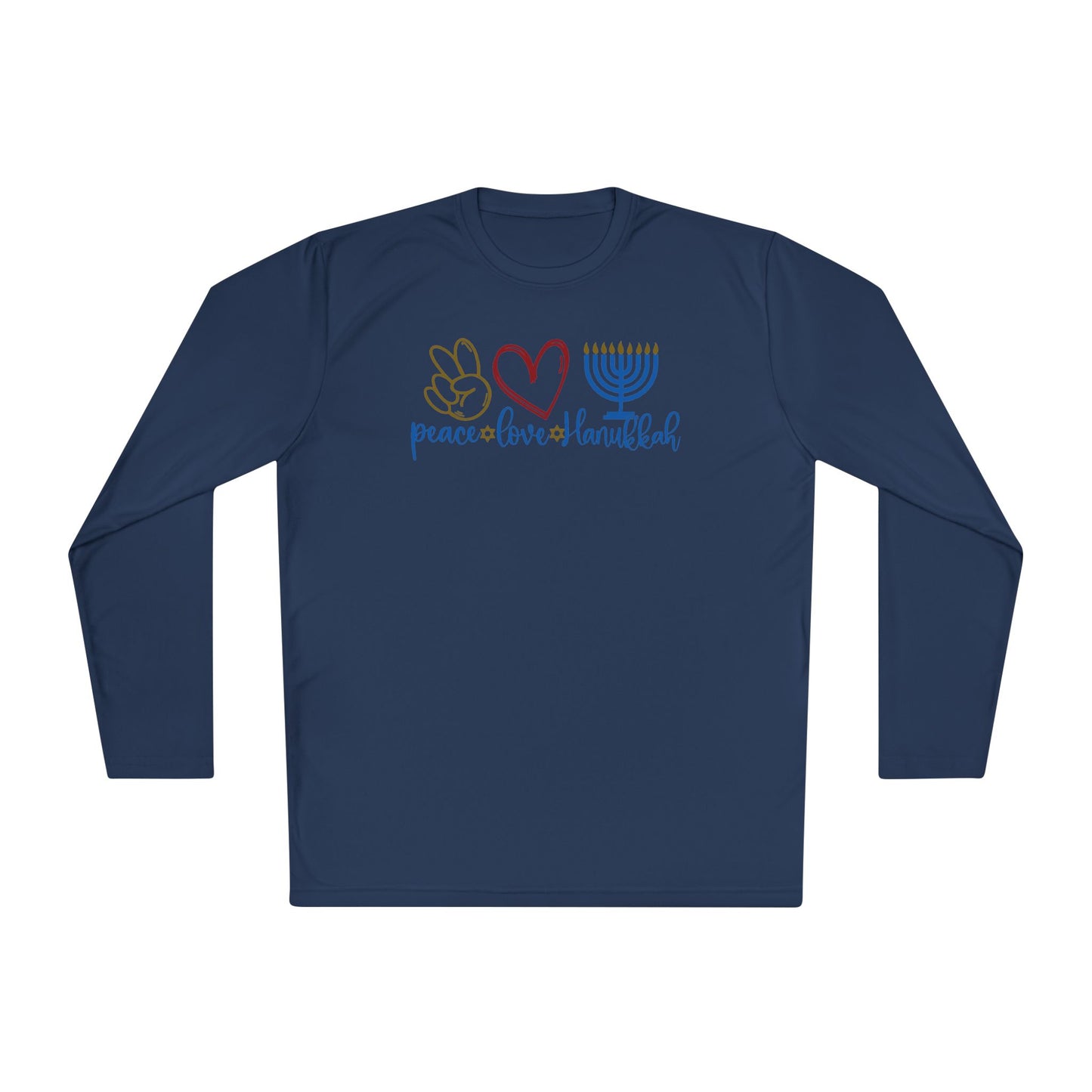Peace Love Hanukkah Adult Long Sleeve Tee