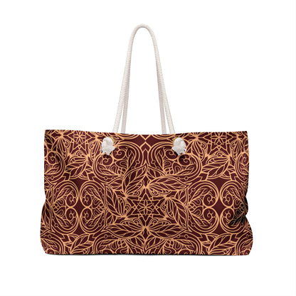 Golden Crimson Star Mandala Weekender Bag