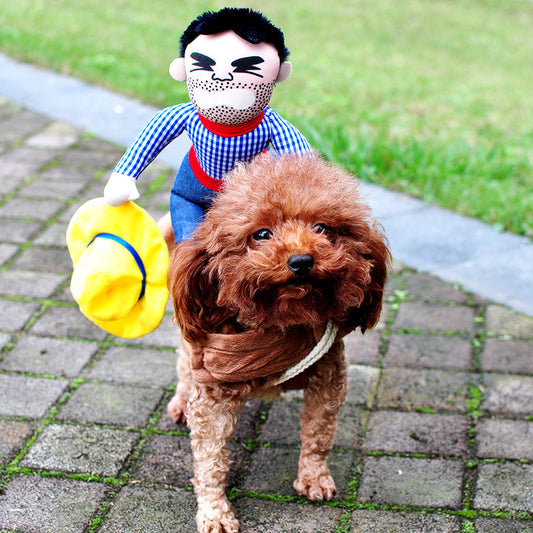 Funny Killer Doll & Cowboy Rider Pet Costume – Halloween Dog & Cat Outfit