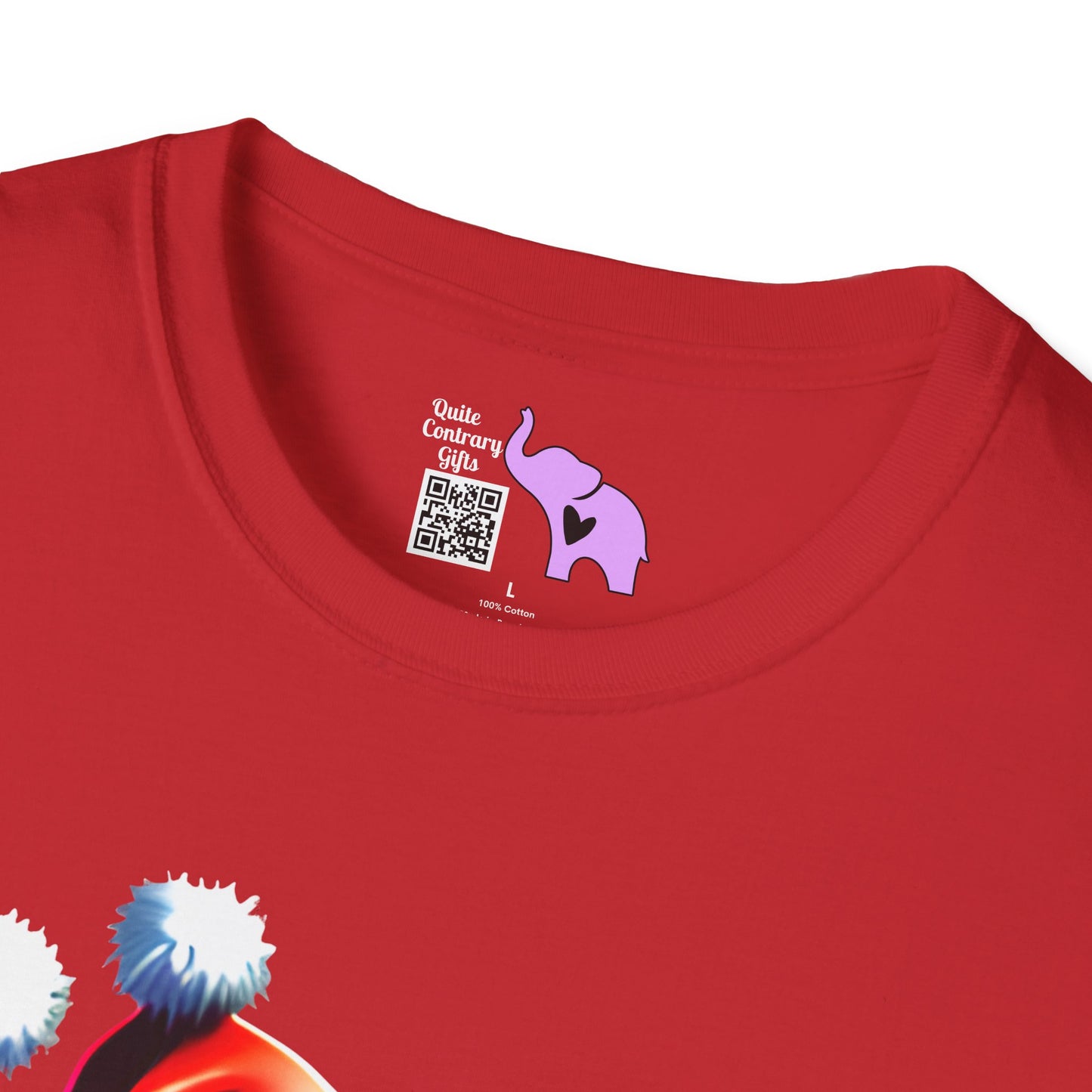 Christmas Kitten w/Gift Adult T-shirt