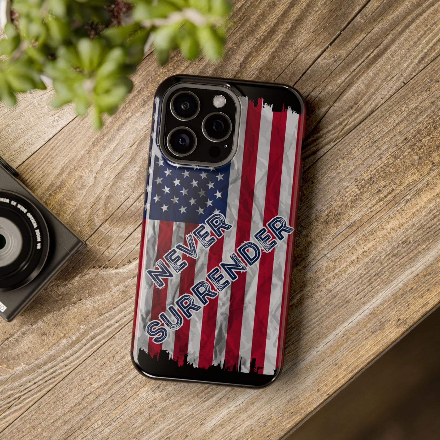 Never Surrender American Flag MagSafe® Compatible Tough Case for iPhone