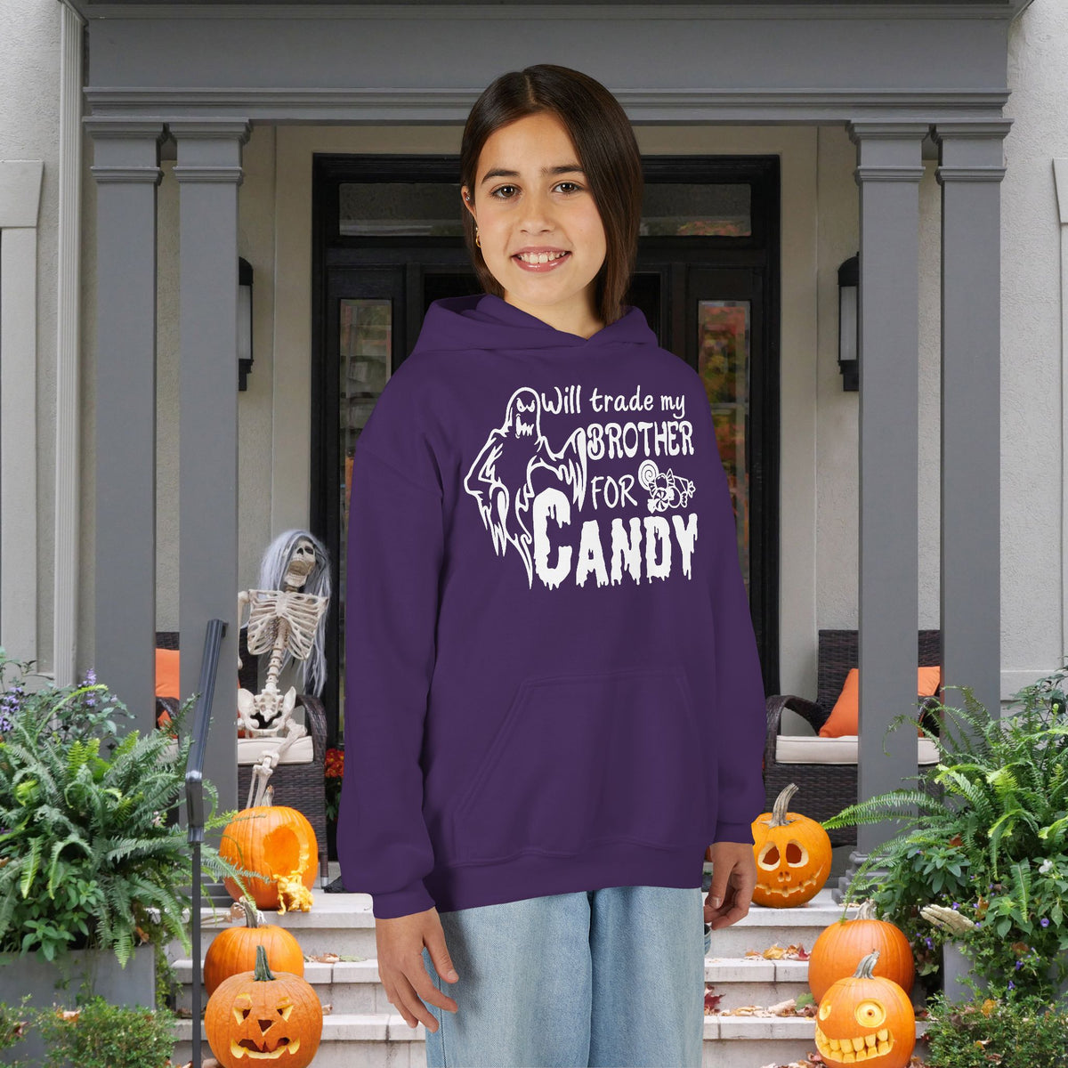 Will Trade My Brother For Candy Youth Heavy Blend Hoodie