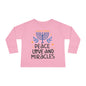 Hanukkah Peace Love & Miracles 1 Toddler Long Sleeve Tee