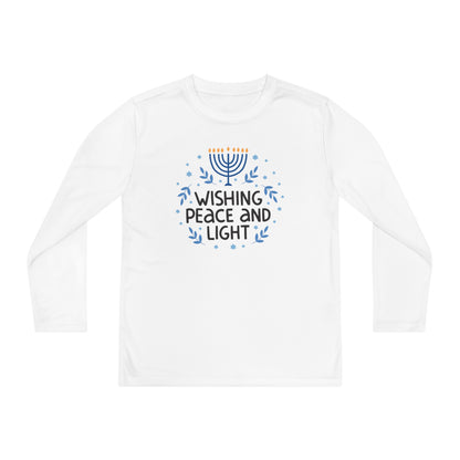 Hanukkah Wishing Peace & Light Youth Long Sleeve Tee