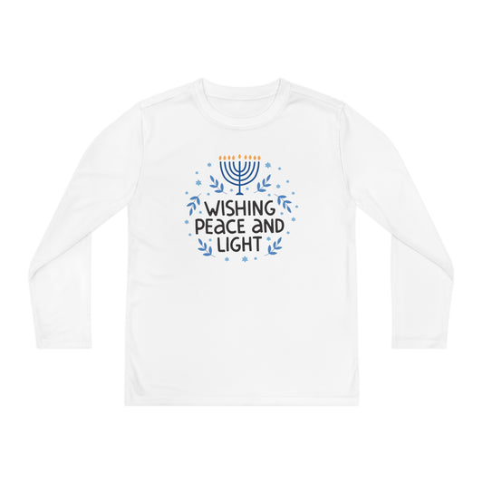 Hanukkah Wishing Peace & Light Youth Long Sleeve Tee