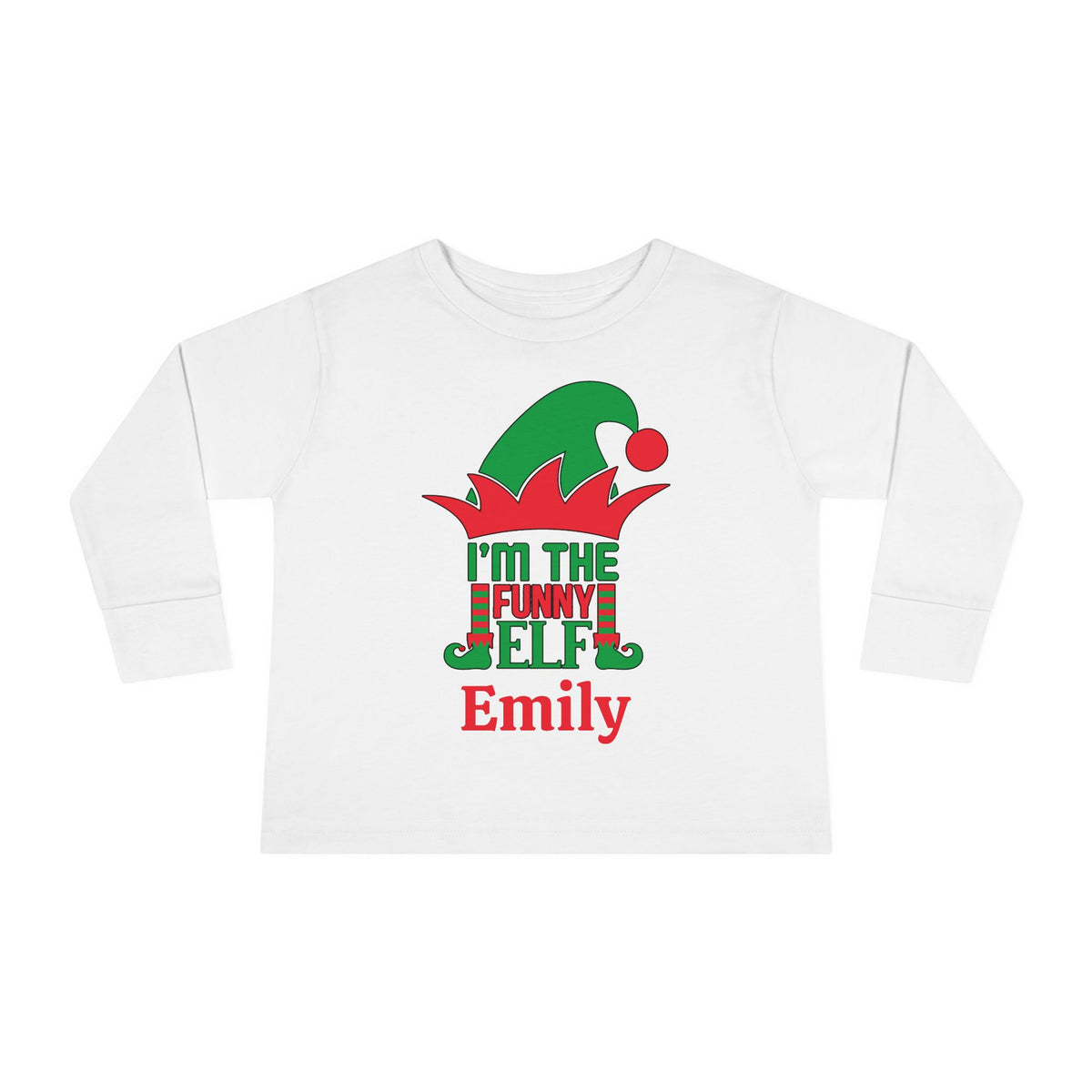 I'm The Funny Elf Personalized Toddler Long Sleeve Tee