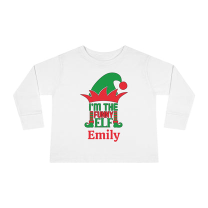 I'm The Funny Elf Personalized Toddler Long Sleeve Tee