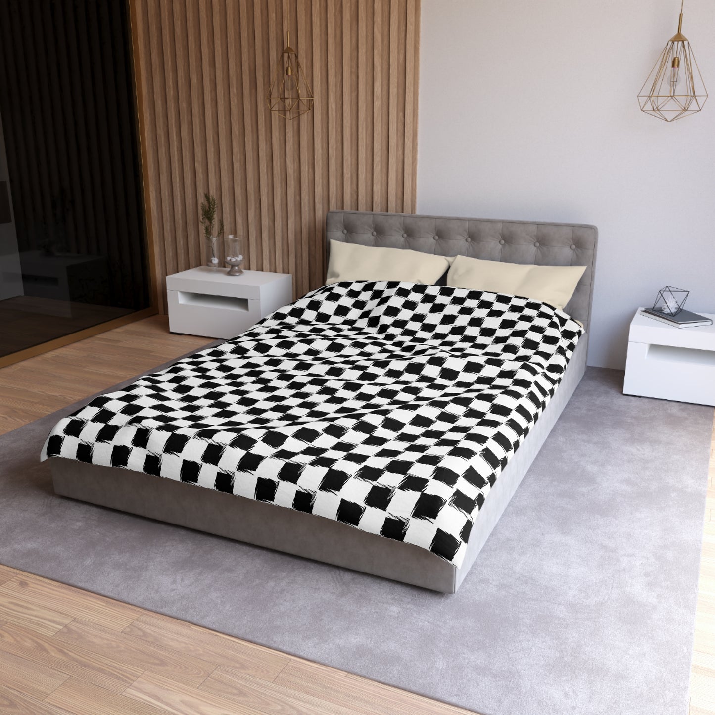 Distorted Check Microfiber Duvet Cover