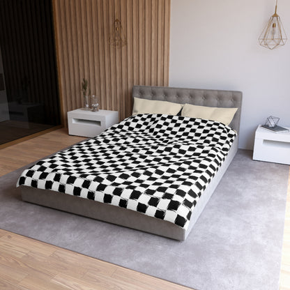 Distorted Check Microfiber Duvet Cover