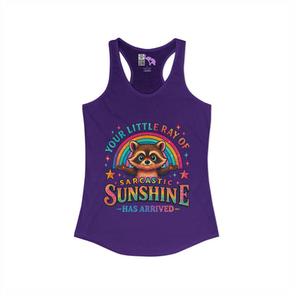 Your Little Ray of Sarcastic Sunshine is Here Women's Ideal Racerback Tank