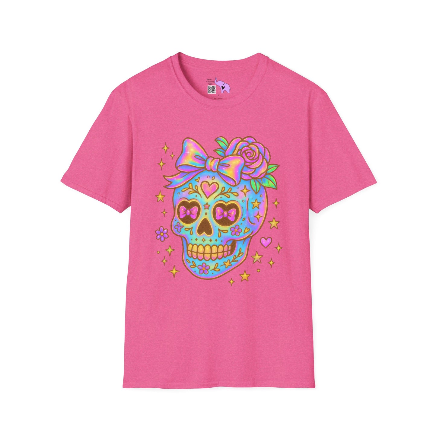 Neon Sugar Skull Adult T-shirt
