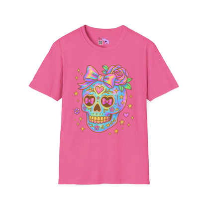 Neon Sugar Skull Adult T-shirt