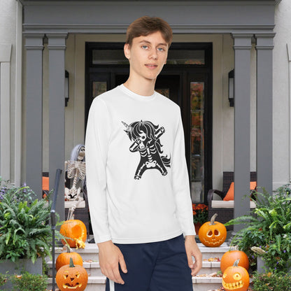 Dabbing Unicorn Skeleton Youth Long Sleeve Tee