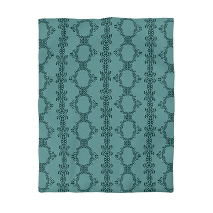 Teal Lace Pattern Duvet Bedding Set