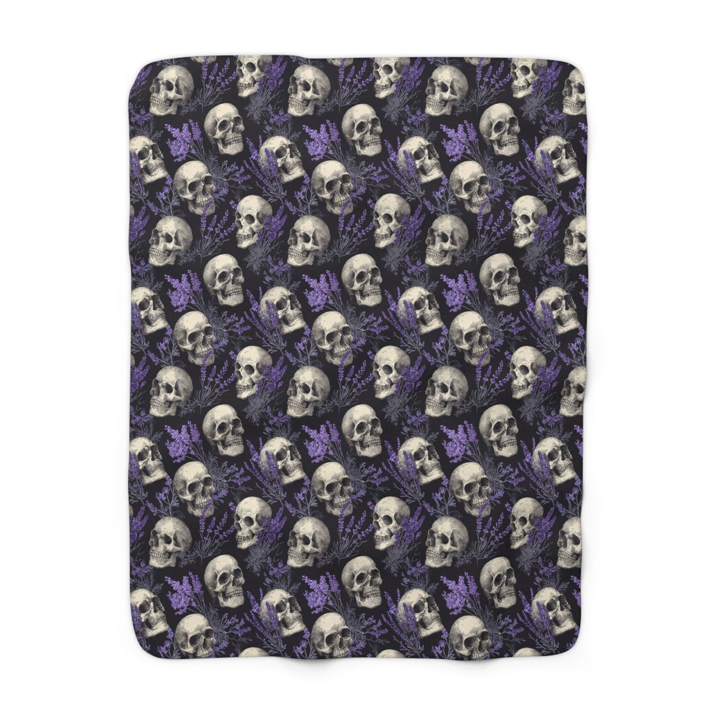 Midnight Lavender Skulls Fleece Blanket