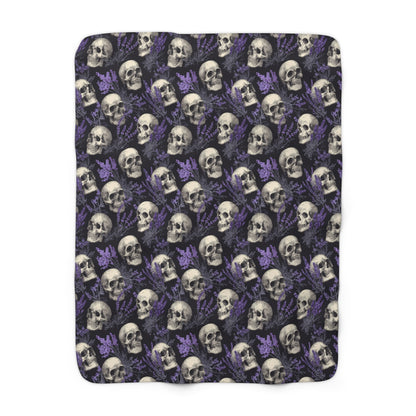 Midnight Lavender Skulls Fleece Blanket