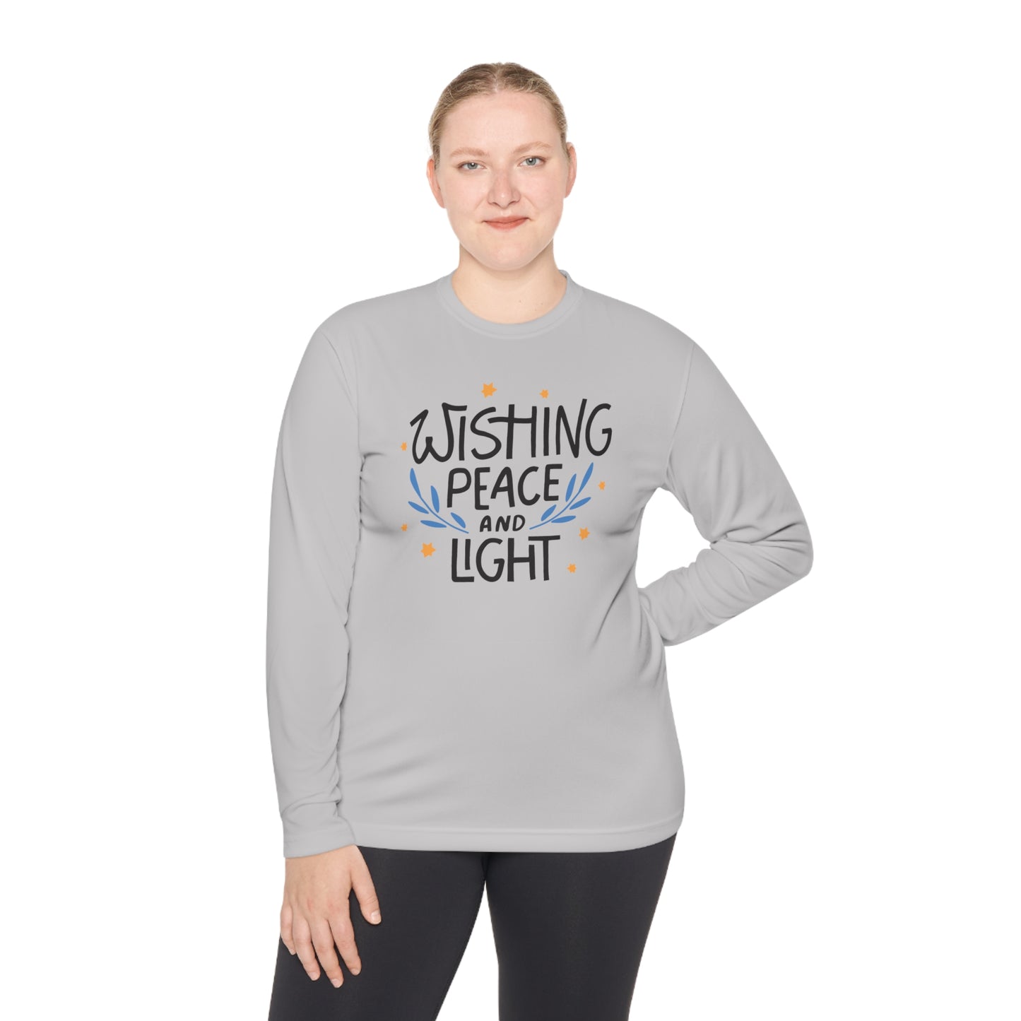 Hanukkah Wishing Peace & Light 3 Adult Long Sleeve Tee