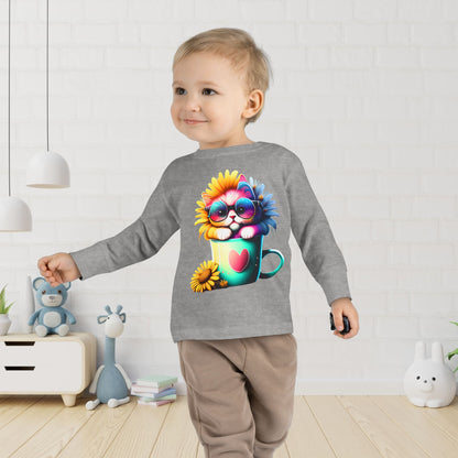 Cool Sunflower Kitten 2 Toddler Long Sleeve Tee